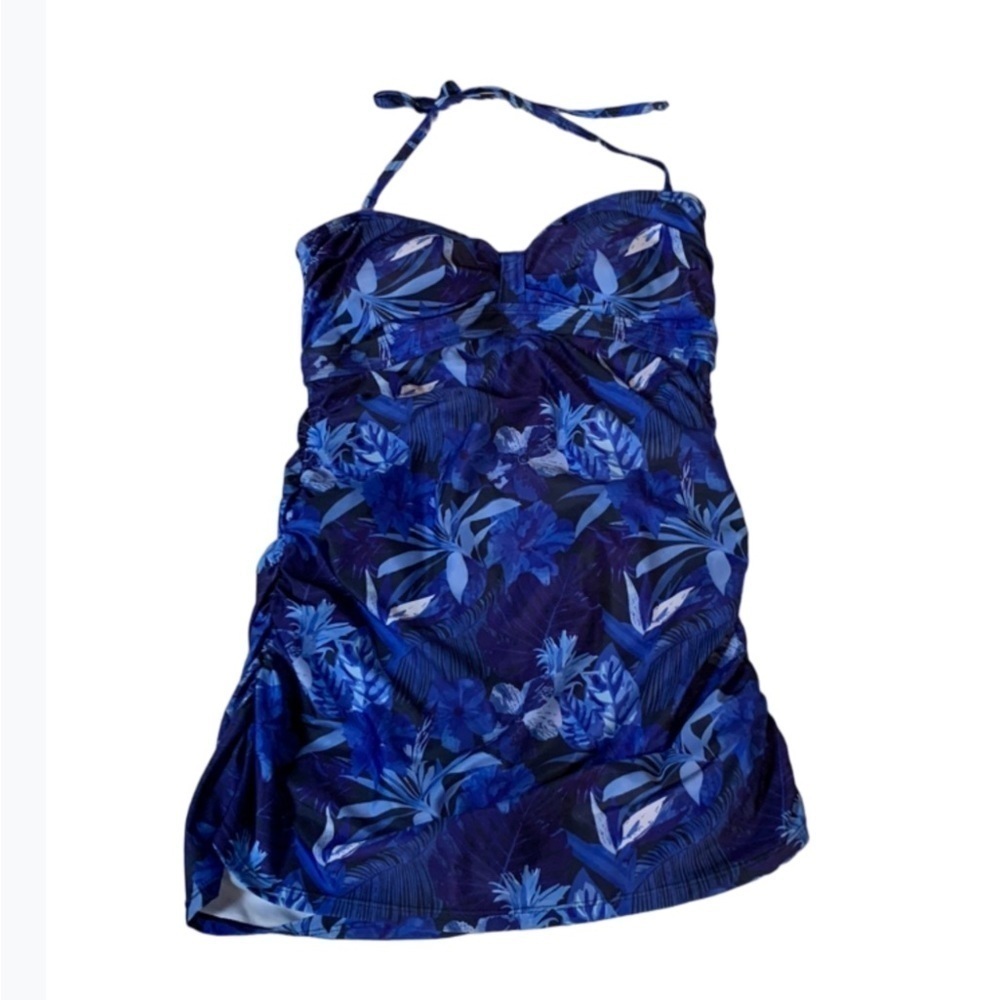 Simply Fit Turkish Sea print bandeau one piece swimsuit Size Medium New